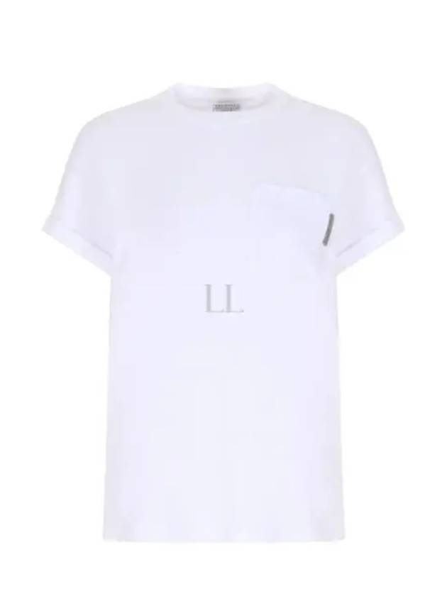 Stretch Cotton Jersey Short Sleeve T-Shirt White - BRUNELLO CUCINELLI - BALAAN 2