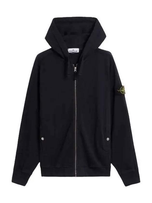 Men's Garment Dyed Malfile Zip Up Hoodie Navy - STONE ISLAND - BALAAN 2