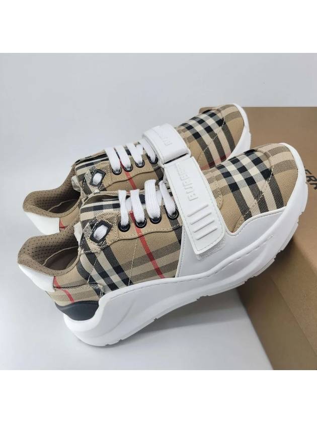 Vintage Check And Leather Sneakers White Archive Beige - BURBERRY - BALAAN 2