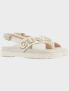 Gold Logo Leather Sandals White - GUCCI - BALAAN 4