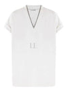 Monilli V-Neck Short Sleeve T-Shirt White - BRUNELLO CUCINELLI - BALAAN 2