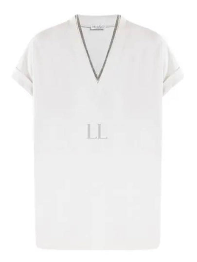 Monilli V-Neck Short Sleeve T-Shirt White - BRUNELLO CUCINELLI - BALAAN 2