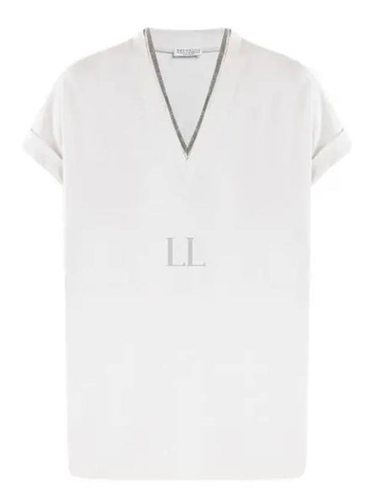 Monilli V-Neck Short Sleeve T-Shirt White - BRUNELLO CUCINELLI - BALAAN 2