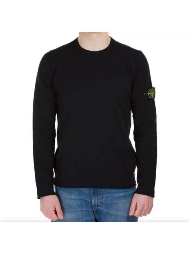 Wappen Patch Crew Neck Knit Top Black - STONE ISLAND - BALAAN 2