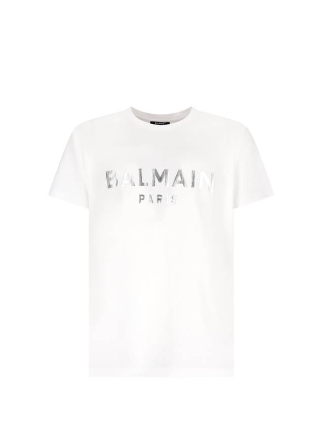 Cotton Metallic Logo Short Sleeve T-Shirt White - BALMAIN - BALAAN 2