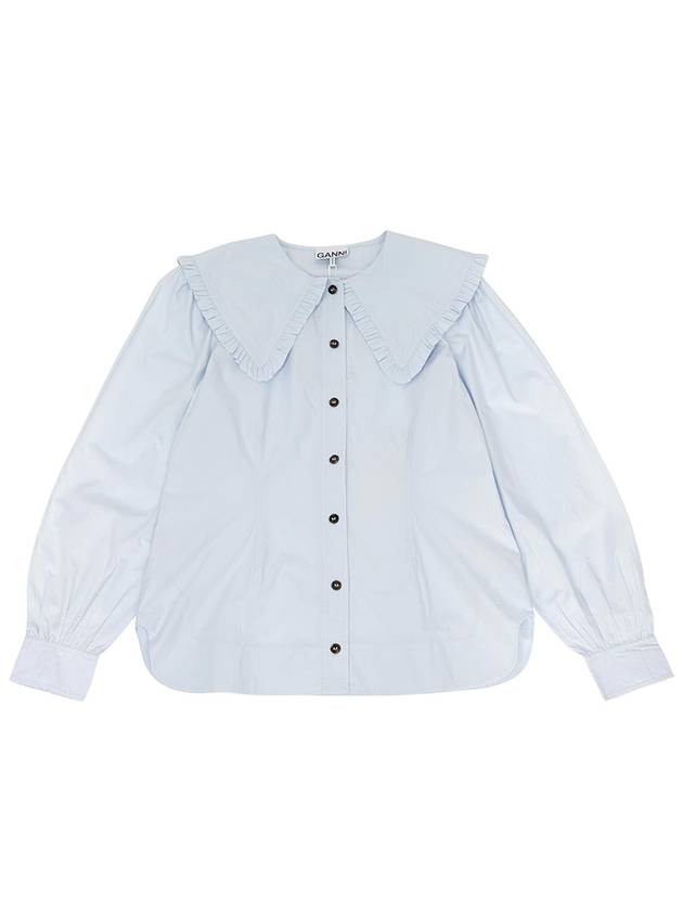 Poplin Frill Collar Shirt Blouse Heather - GANNI - BALAAN 2