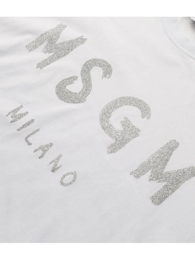 Milano Brushed Logo Cotton Short Sleeve Short Dress White - MSGM - BALAAN 4