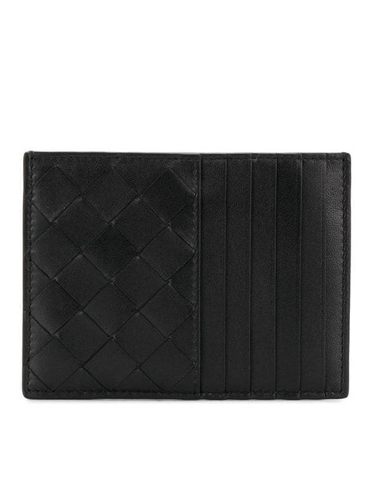 Intrecciato Silver Zipper Card Wallet Black - BOTTEGA VENETA - BALAAN 1