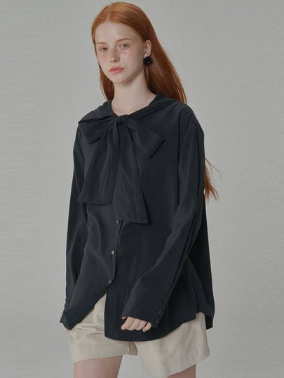 Silky Tie Hodieed Ribbon Blouse Black - OPENING SUNSHINE - BALAAN 2