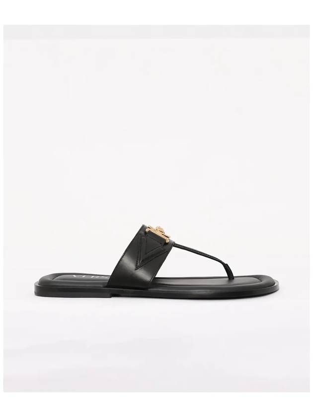 La Medusa Leather Flip Flops Black - VERSACE - BALAAN 3