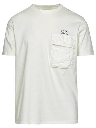 Logo Pocket Crew Neck Cotton Jersey Short Sleeve T-Shirt Gauze White - CP COMPANY - BALAAN 1