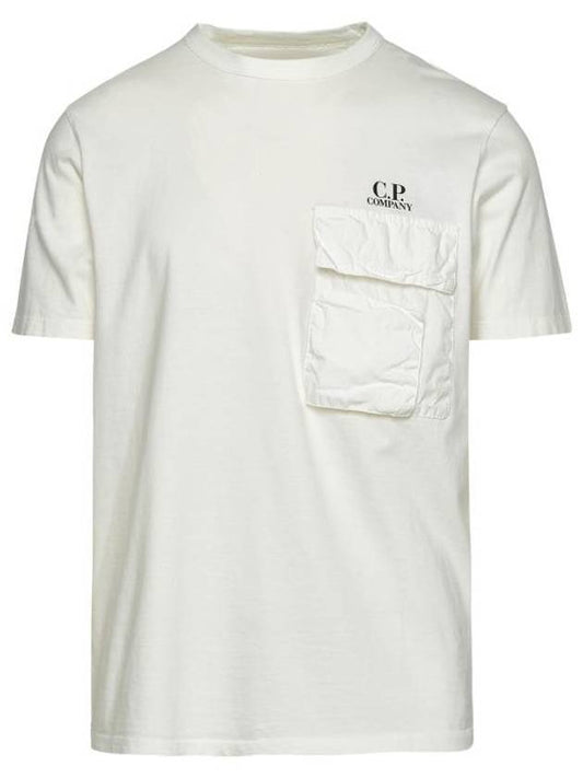 Logo Pocket Crew Neck Cotton Jersey Short Sleeve T-Shirt Gauze White - CP COMPANY - BALAAN 1