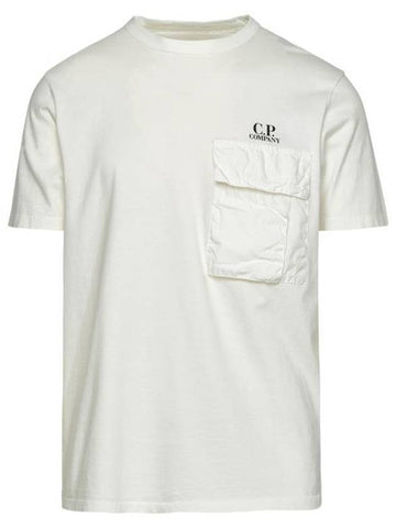 Logo Pocket Crew Neck Cotton Jersey Short Sleeve T-Shirt Gauze White - CP COMPANY - BALAAN 1