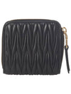 Matelasse Logo Zip Around Half Wallet Black - MIU MIU - BALAAN 4