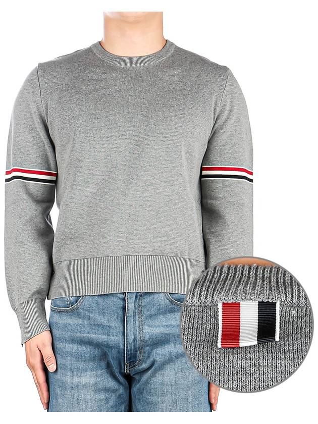 Men's Milan Stitch Armband Crew Neck Knit Top Light Grey - THOM BROWNE - BALAAN 2