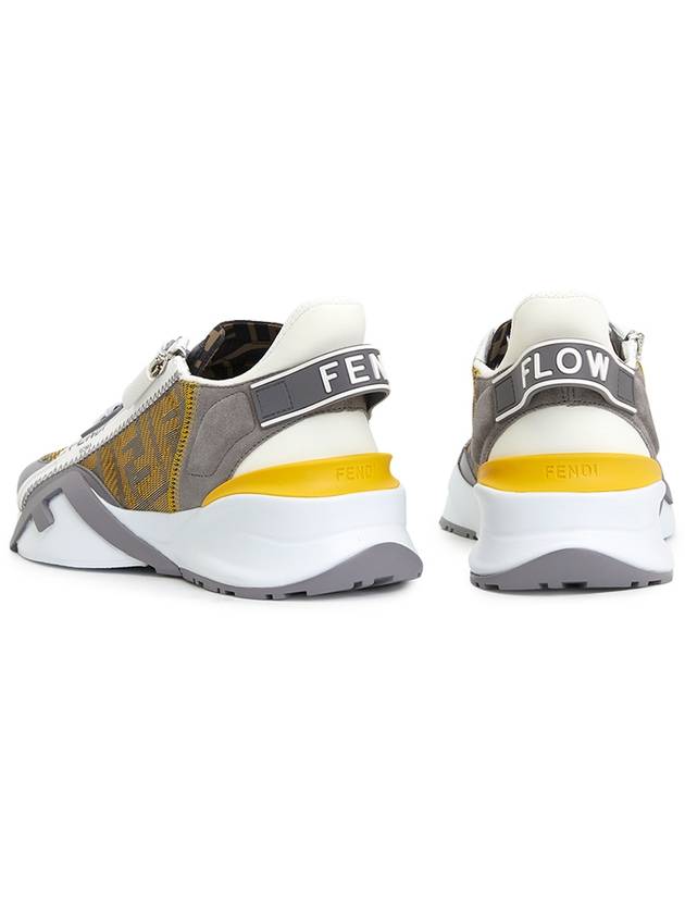 Flow FF Logo Low Top Sneakers Grey - FENDI - BALAAN 7