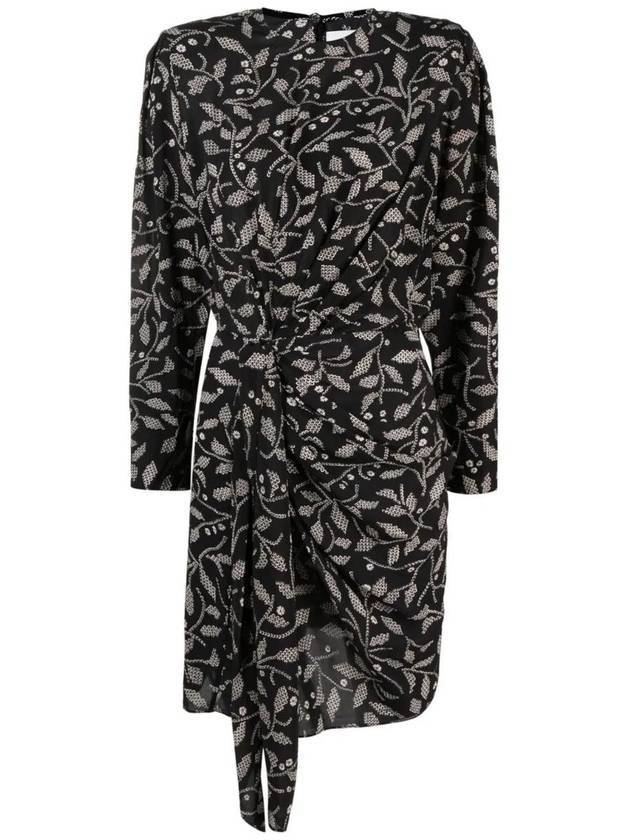 Women's Dulce Drape Print Crepe Short Dress Black - ISABEL MARANT ETOILE - BALAAN 1