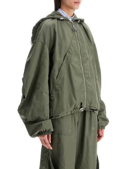 giubbotto bomber con cappuccio regolabile verde militare - THE ATTICO - BALAAN 2