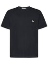 Baby Fox Patch Pocket Short Sleeve T-Shirt Black - MAISON KITSUNE - BALAAN 3