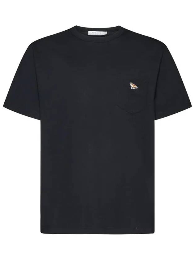 Baby Fox Patch Pocket Short Sleeve T-Shirt Black - MAISON KITSUNE - BALAAN 3