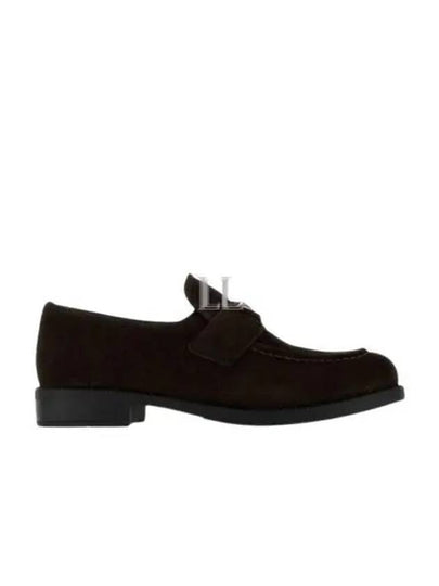 Triangle Logo Suede Loafers Dark Brown - PRADA - BALAAN 2