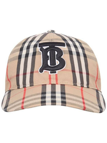 Monogram Motif Vintage Check Cotton Ball Cap Beige - BURBERRY - BALAAN 1