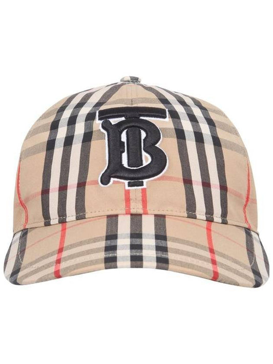 Monogram Motif Vintage Check Cotton Ball Cap Beige - BURBERRY - BALAAN 1