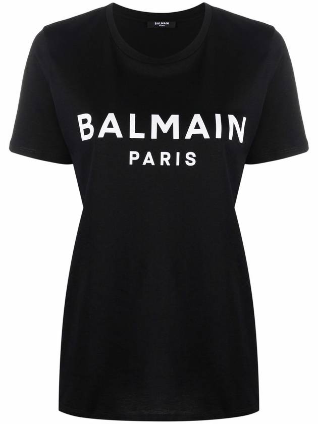 Logo Print Short Sleeve T-Shirt Black - BALMAIN - BALAAN 2