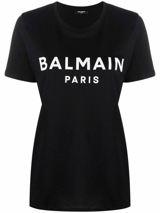 Logo Print Short Sleeve T-Shirt Black - BALMAIN - BALAAN 2