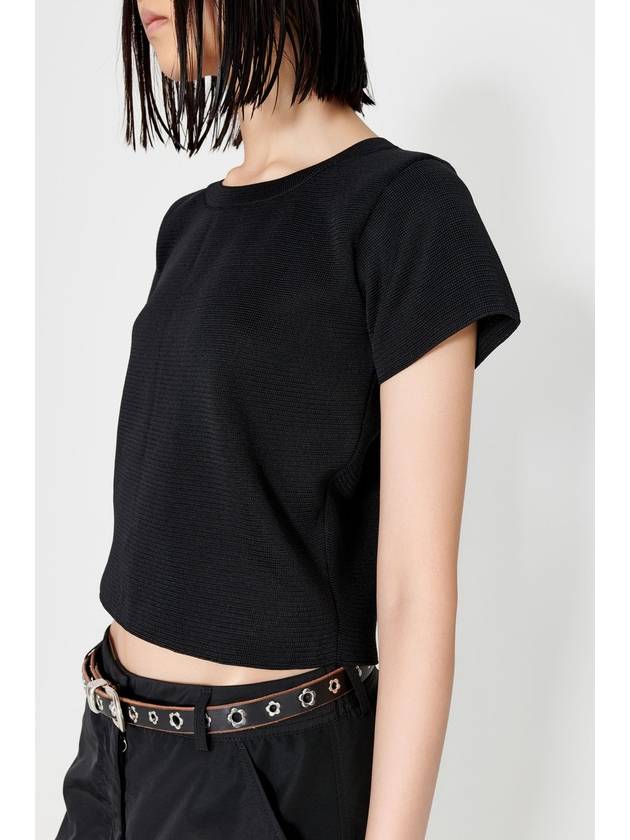 Knitted Cropped Performance Poly Short Sleeve T-Shirt Black - OUR LEGACY - BALAAN 3