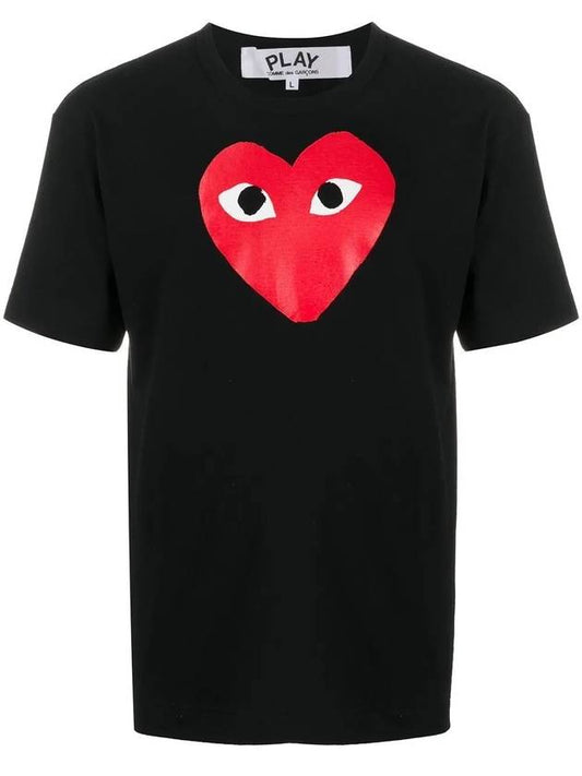 Play Men's Black Eye Red Big Heart Print Short Sleeve T-Shirt P1 T112 1 Black - COMME DES GARCONS - BALAAN 2