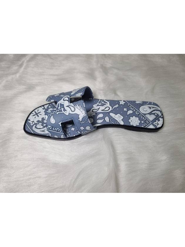 Oran Sandals Slippers Bandana Blue H241061Z1D - HERMES - BALAAN 5