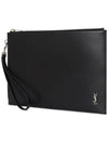 Tiny Monogram Silver Clutch Bag Black - SAINT LAURENT - BALAAN 3