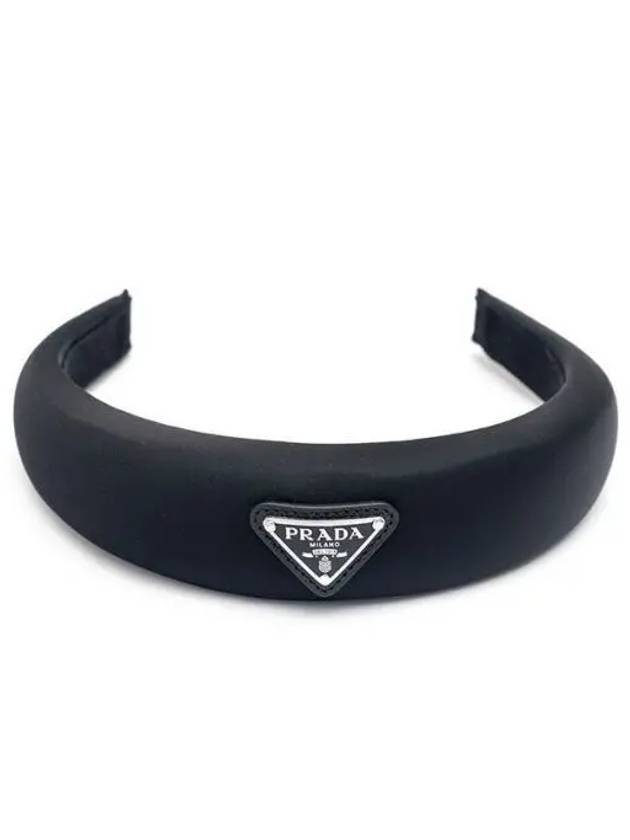 Re-Nylon Triangle Logo Band Hair Accessories Black - PRADA - BALAAN 2