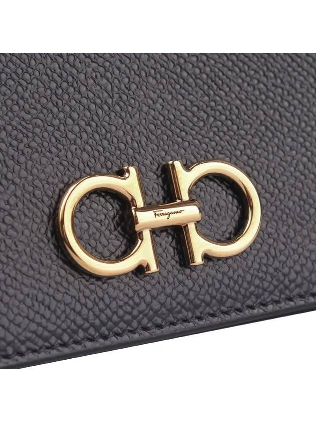 Gancini Compact Half Wallet Black - SALVATORE FERRAGAMO - BALAAN 3