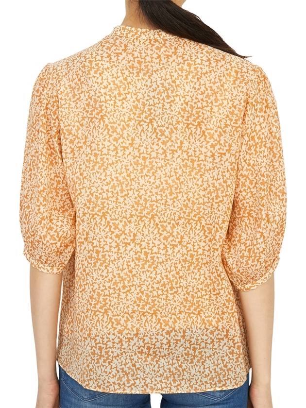 Women's Half Button Rami Cotton Blouse Mustard - VANESSA BRUNO - BALAAN 5