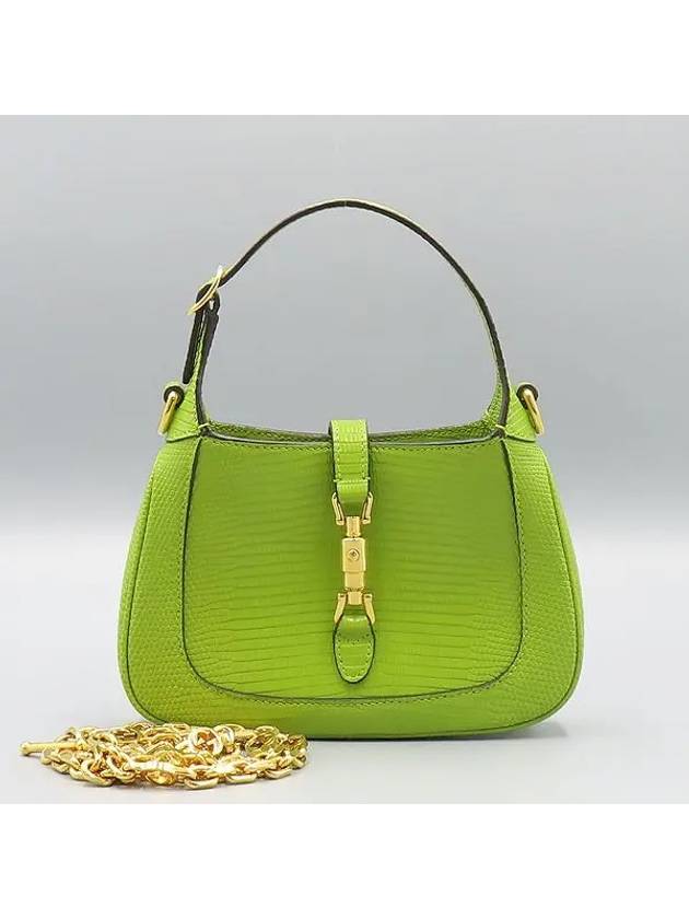 675799 Lime lizard leather Jackie mini tote bag shoulder strap - GUCCI - BALAAN 1