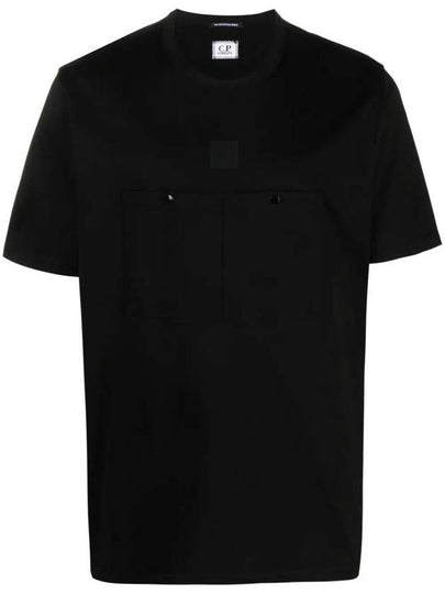 Mercerized Jersey Pocket Short Sleeve T-Shirt Black - CP COMPANY - BALAAN 2