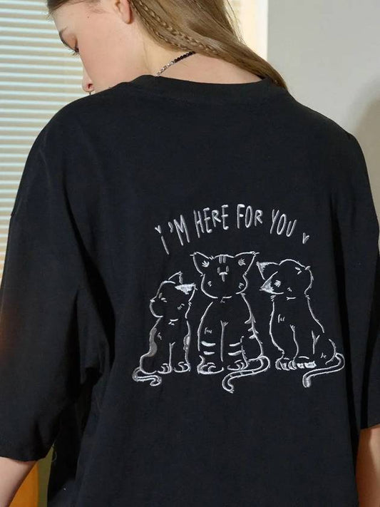 CAT FOR YOU embroidery short sleeve t-shirt black - CPGN STUDIO - BALAAN 2