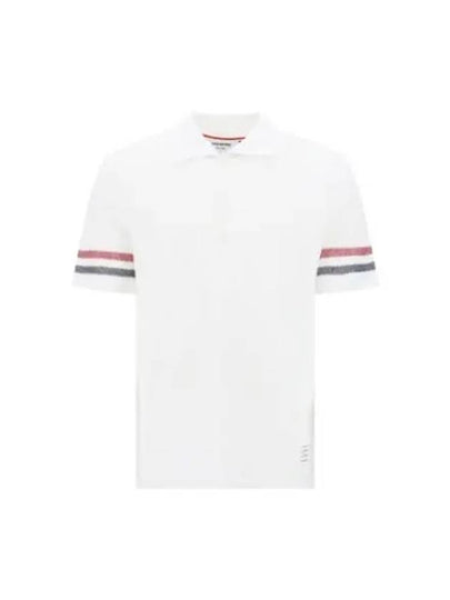 Men's RWB Stripe Cotton Polo Shirt White - THOM BROWNE - BALAAN 2