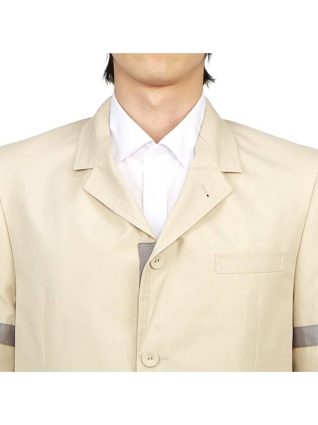 Single Breasted Button Blazer Jacket Beige - THOM BROWNE - BALAAN 7