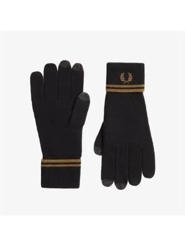 Fred Perry Twin Tip Merino Wool Gloves Black Shaded Stone CFPU2439151 S77 - FRED PERRY - BALAAN 1