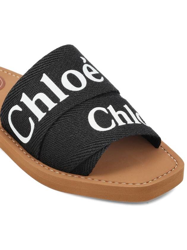 Woody Logo Flat Mule Slippers Black - CHLOE - BALAAN 5