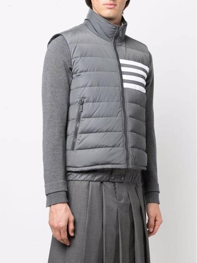 4 Bar Poly Twill Down Vest Grey - THOM BROWNE - BALAAN 5