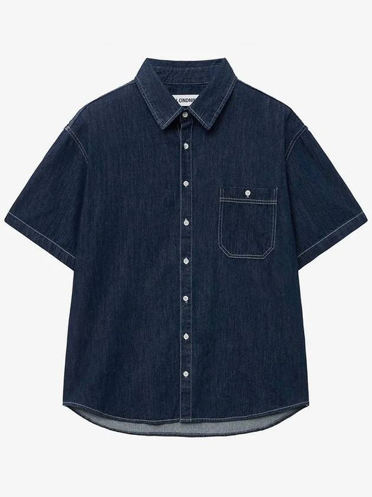 Pocket half denim shirt_dark indigo - BLONDNINE - BALAAN 1