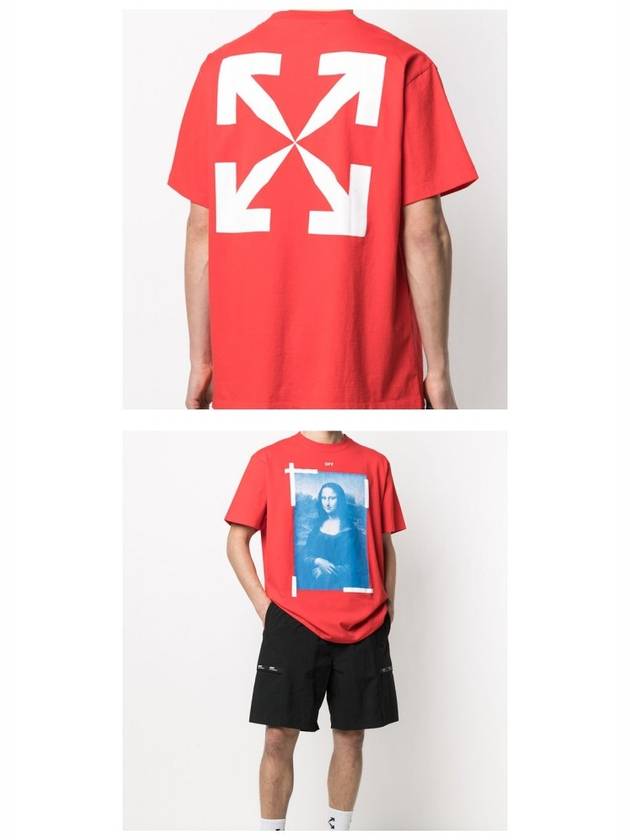 Mona Lisa Print Round Short Sleeve T-Shirt Red - OFF WHITE - BALAAN 6