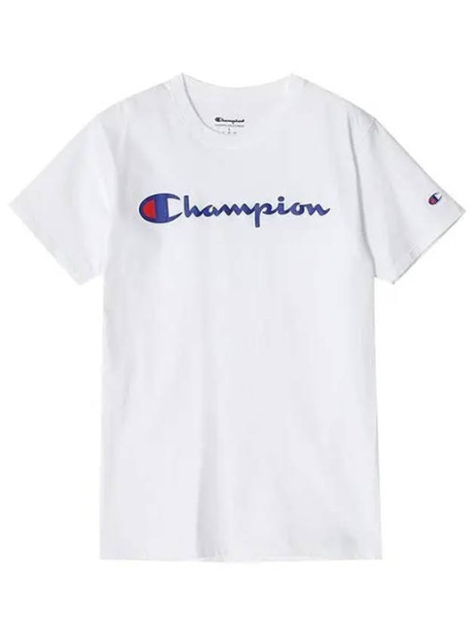 Classic Script Logo Graphic Short Sleeve T-Shirt White - CHAMPION - BALAAN 1