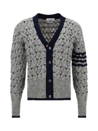 4 Bar Stripe Cable Knit Cardigan Grey - THOM BROWNE - BALAAN 2