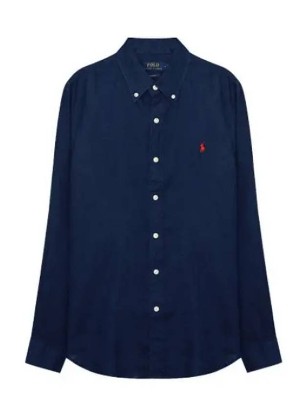 Pony logo embroidered linen shirt men s long sleeve - POLO RALPH LAUREN - BALAAN 1