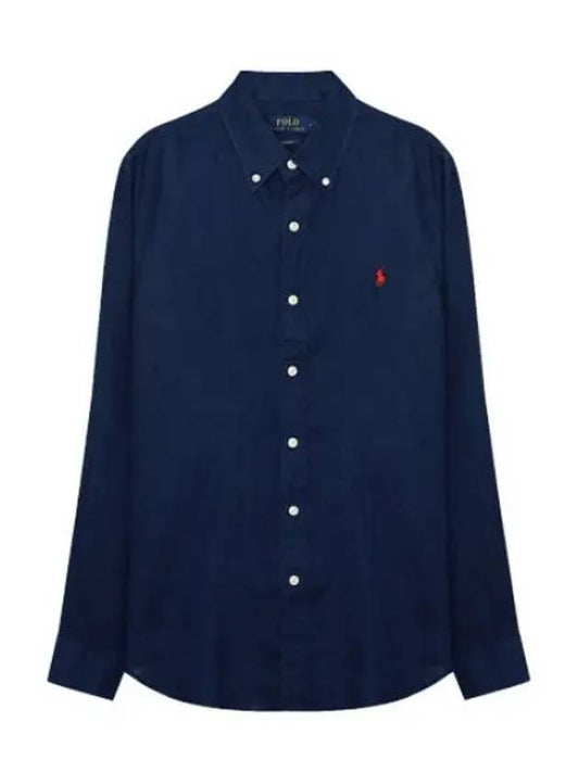 Pony logo embroidered linen shirt men s long sleeve - POLO RALPH LAUREN - BALAAN 1